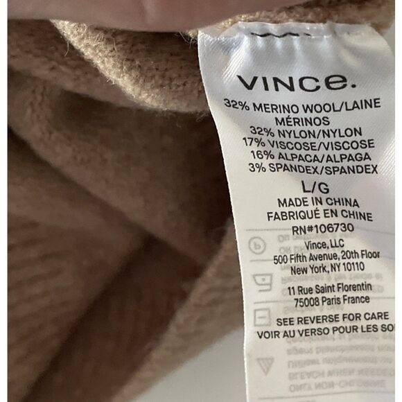 $395 VINCE Alpaca Wool Blend Crewneck Sweater Long Sleeve Size Large - Picture 6 of 7